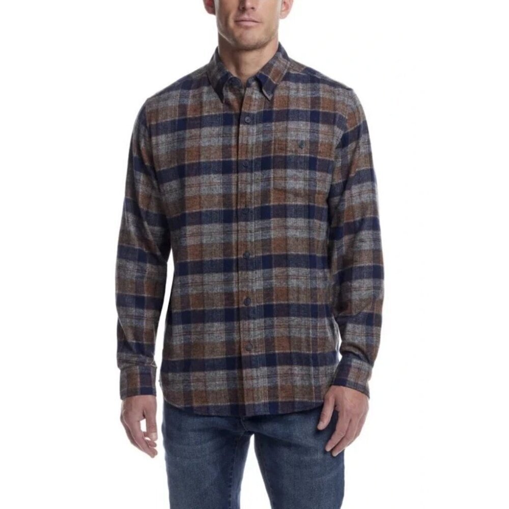 NEW Weatherproof Vintage Men's S Button-Front Plaid Flannel Shirt #L79